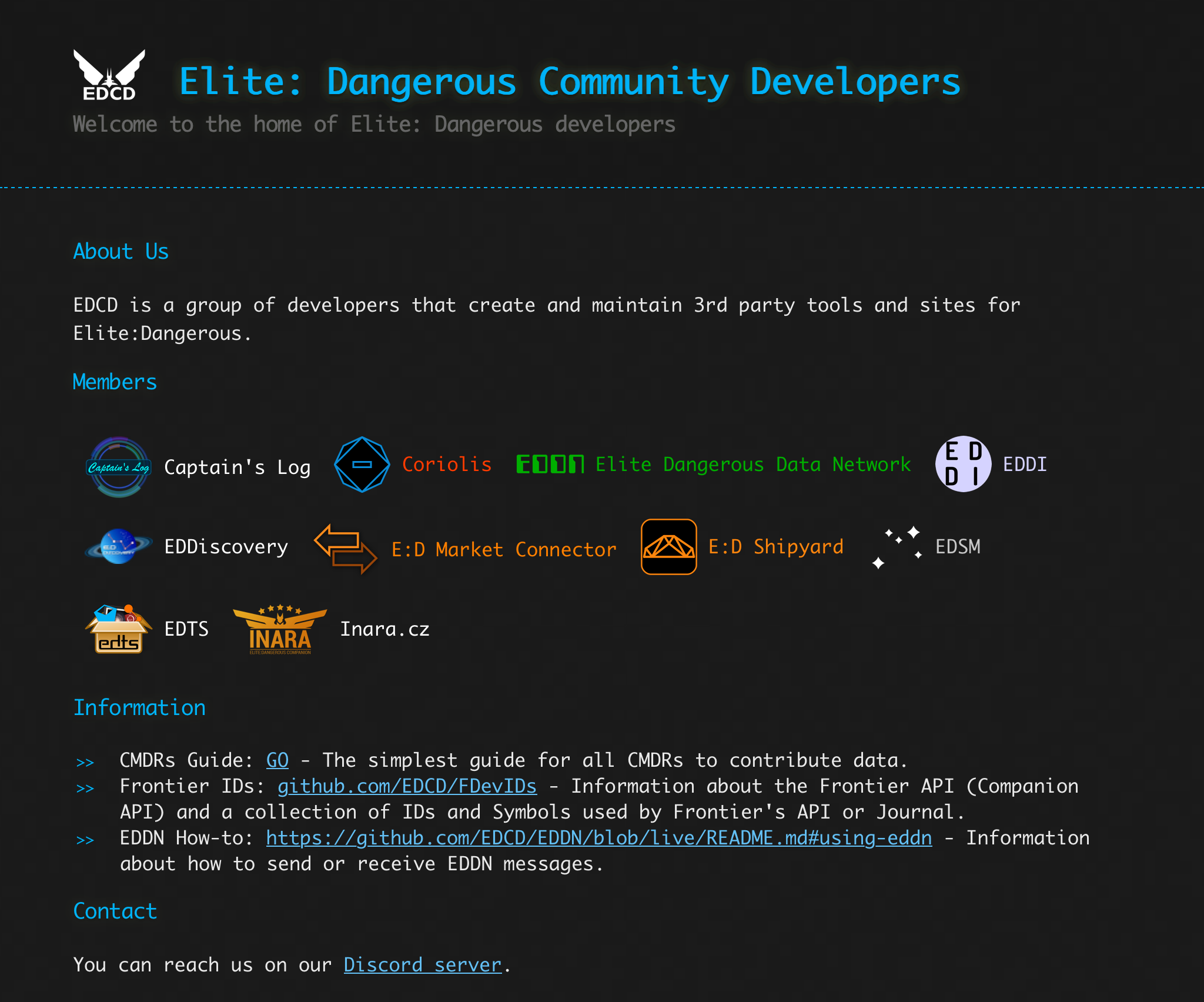screenshot of Elite Dangerous Community Developers