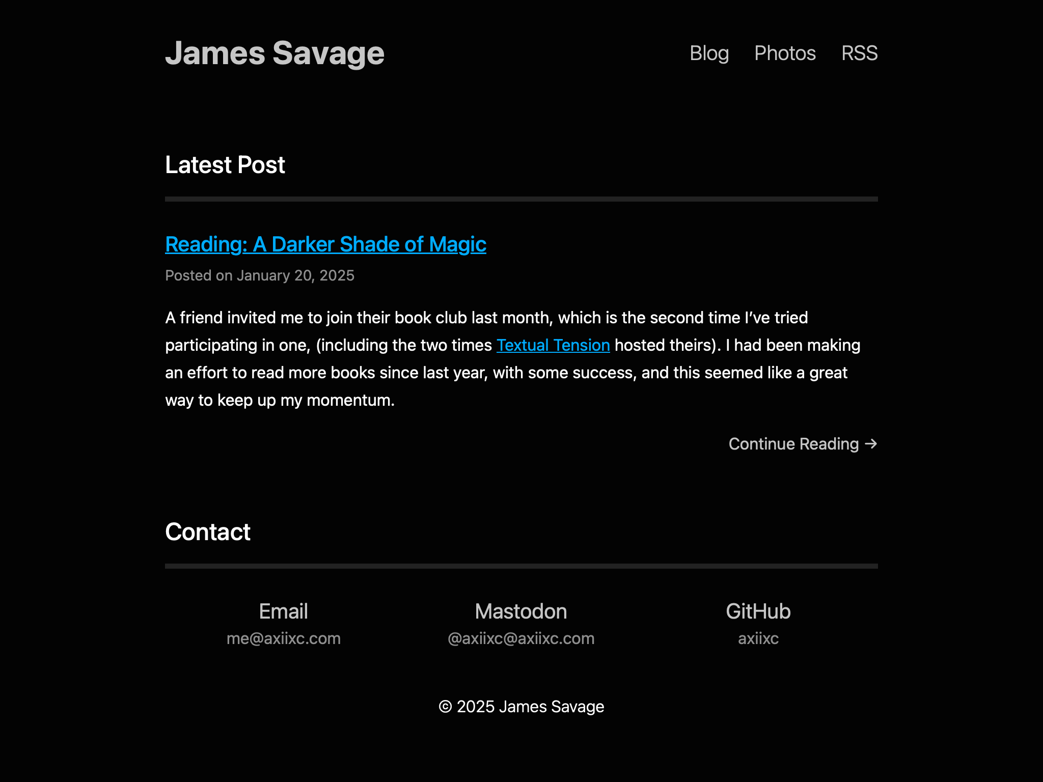 screenshot of James Savage