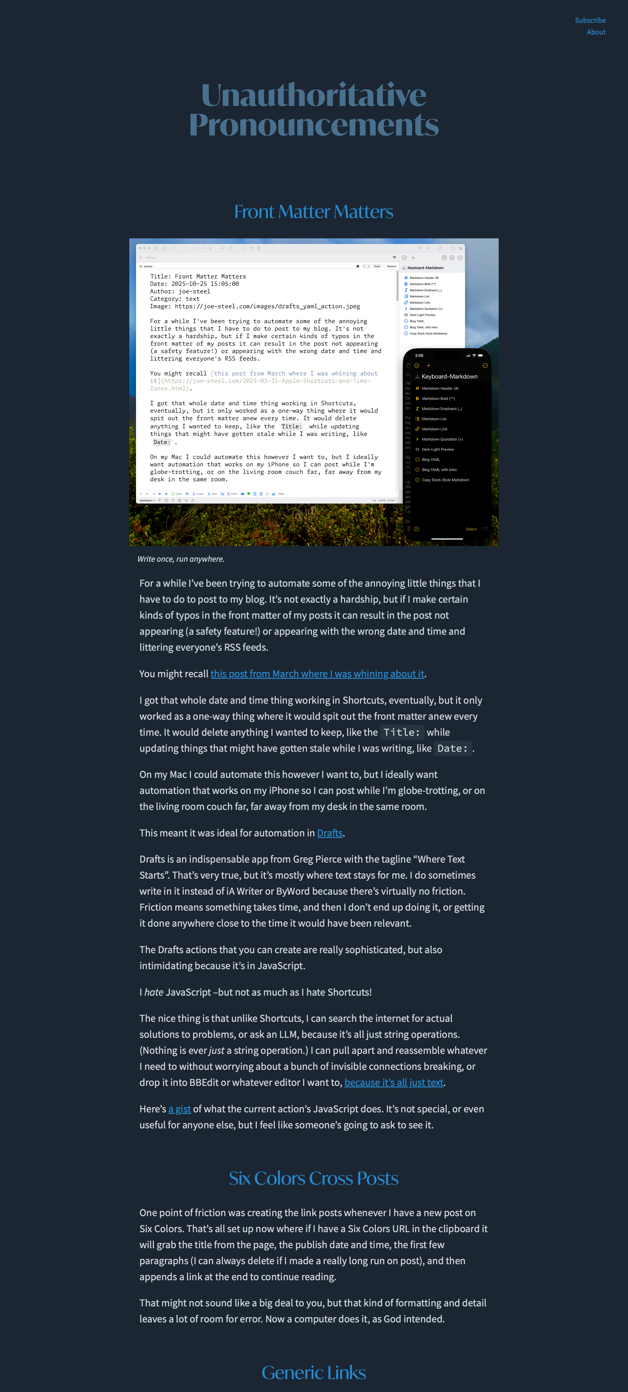 screenshot of Joe Steel