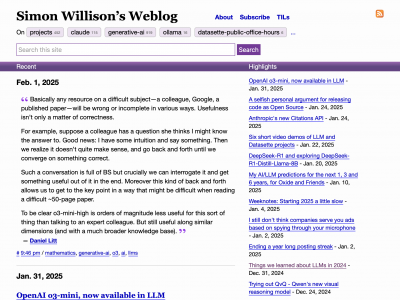 screenshot of Simon Willison’s Weblog
